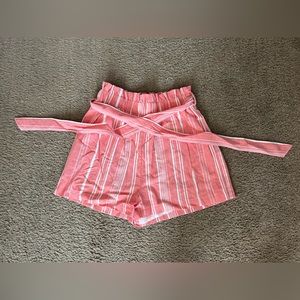 Pink and white striped shorts